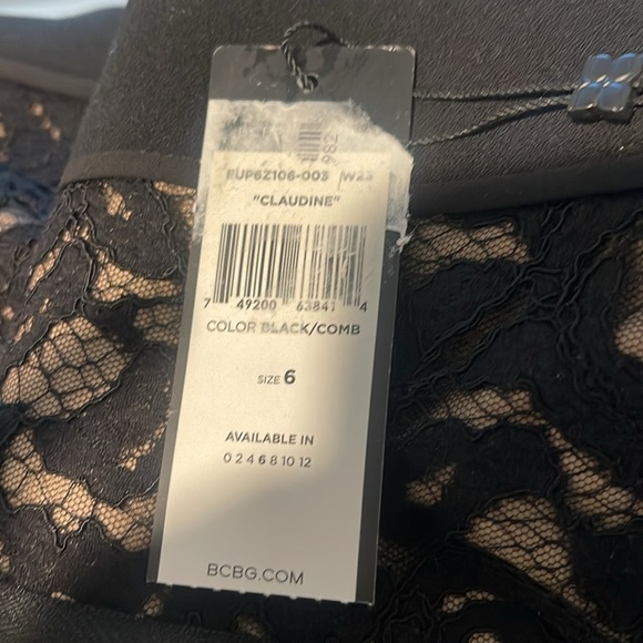 BCBG Max Azria NWT Black Sleeveless “Claudine" Sheath Dress w/ Lace Paneling - Picture 10 of 10